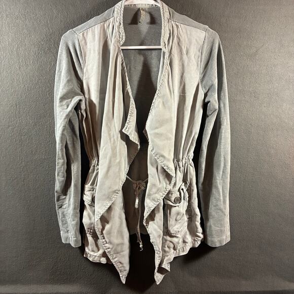 XCVI women jacket xs gray asymmetric open front lagenlook boho moto biker grunge - Picture 1 of 8